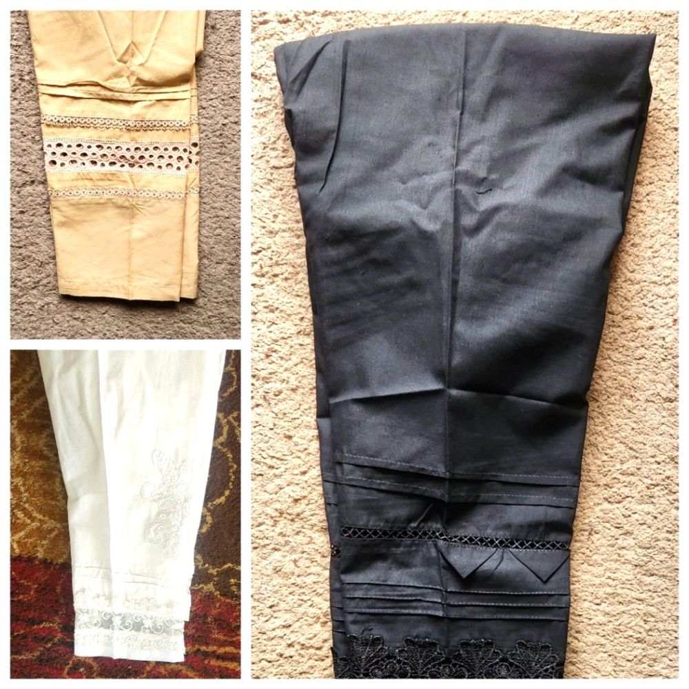 3 pakistani embroidered trousers